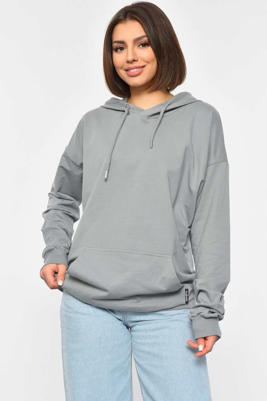 Худі жіноче сірого кольору р.2XL 189689T Безкоштовна доставка
