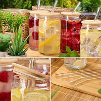 Стакани з бамбуковими кришками набір 4 шт