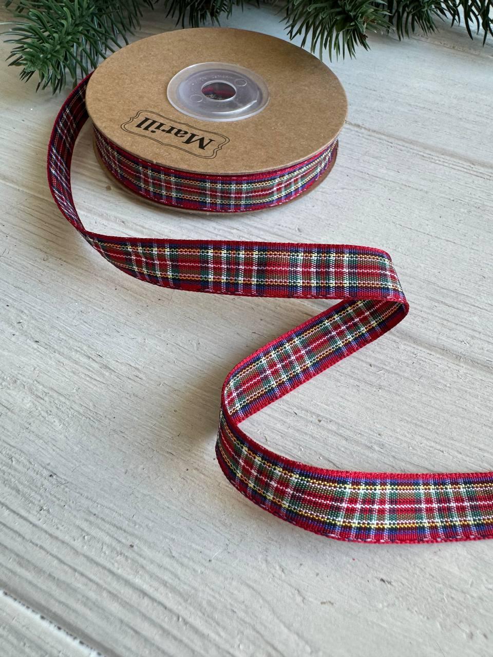 Стрічка " Шотландка "  1.2 см  рулон 20 ярдів
