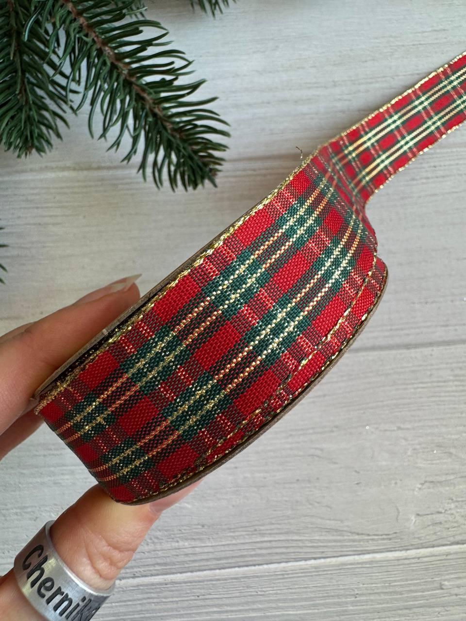 Стрічка " Шотландка "  2.5 см  рулон 20 ярдів