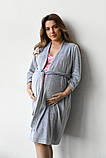 Халат для вагітних та годуючих з м'якого велюру світло-сірий S, фото 2