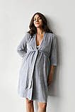 Халат для вагітних та годуючих з м'якого велюру світло-сірий S, фото 4