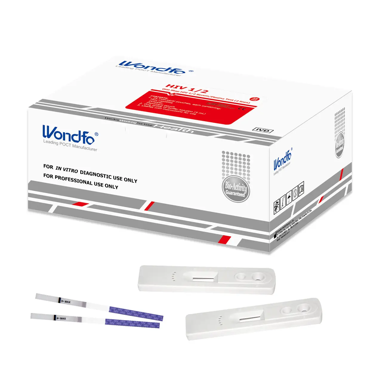 Тест-система Quick HIV Test - Тест на ВИЧ 1/2 (HIV 1/2) W006-C, WONDFO для виявлення ВІЛ 1 і 2 типів BOX
