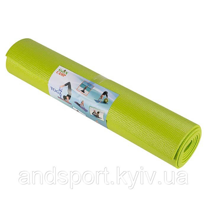 Йогамат, килимок для фітнесу, GreenCamp, 6мм, PVC, салатовий. Знижка від 20 шт