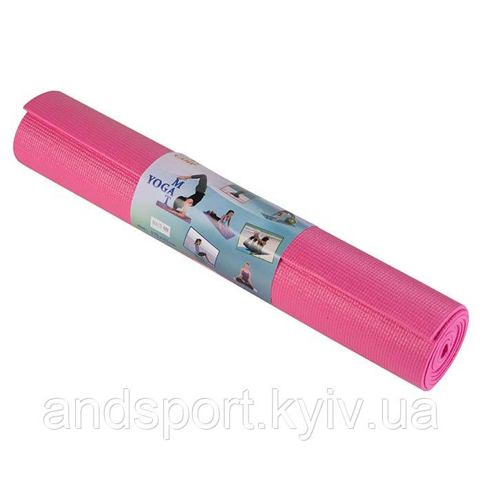 Йогамат, килимок для фітнесу, GreenCamp, 4мм, PVC, рожевий. Знижка від 24шт.