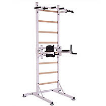 Шведська стінка-стійка пересувна з лавою для преса Універсал Wood PRO L-2410 сталь білий Код L-2410, фото 2