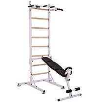 Шведська стінка-стійка пересувна з лавою для преса Універсал Wood PRO L-2410 сталь білий Код L-2410, фото 4