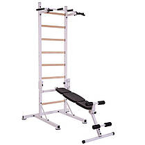 Шведська стінка-стійка пересувна з лавою для преса Універсал Wood PRO L-2410 сталь білий Код L-2410, фото 5