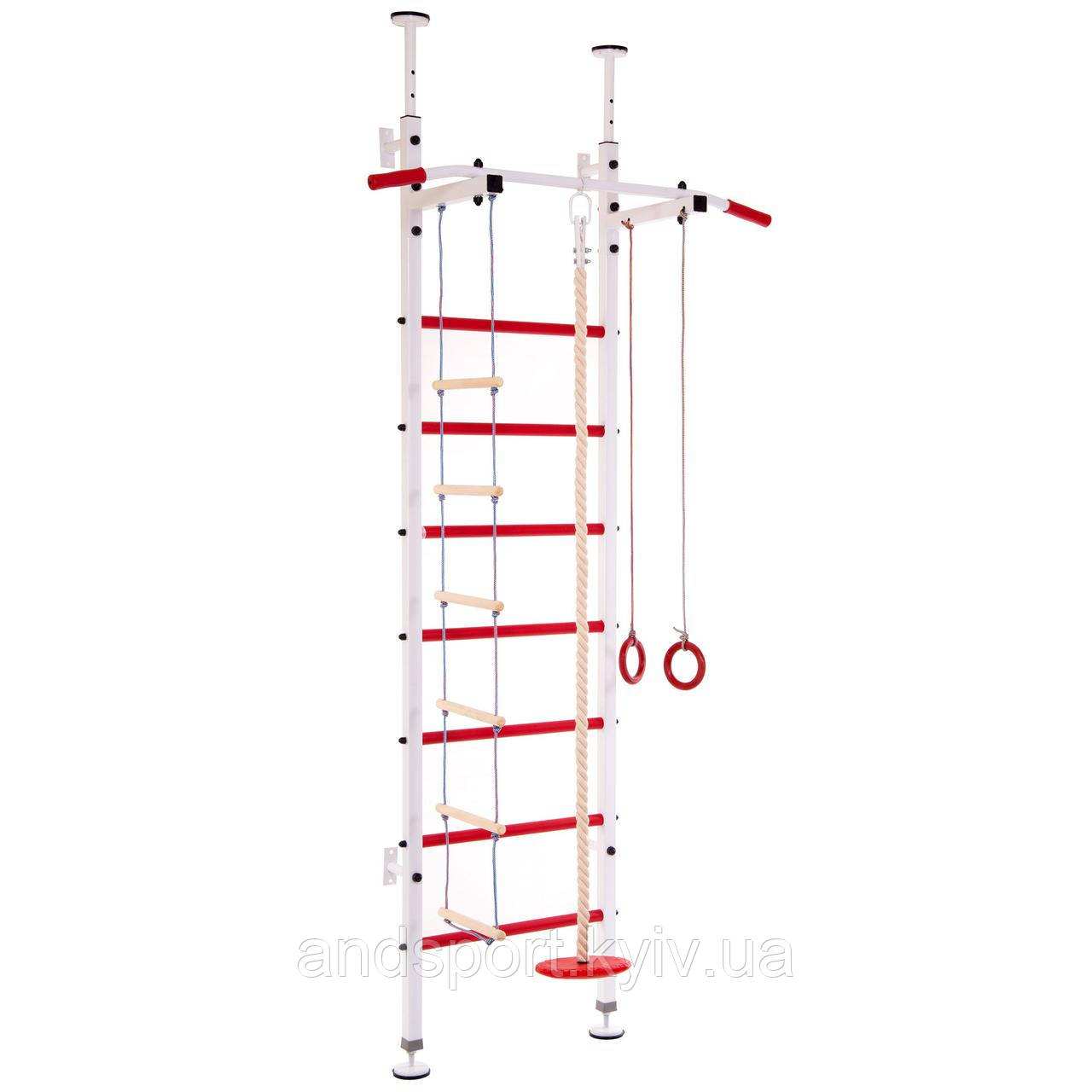 Шведська стінка-стійка з турніком Юніс SP-Planeta L-6776 сталь біло-червоний Код L-6776