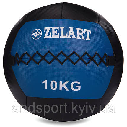 М'яч набивний для кросфіту волбол WALL BALL Zelart FI-5168-10 10кг чорний-синій Код FI-5168-10, фото 1