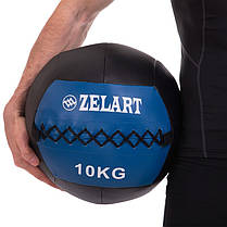 М'яч набивний для кросфіту волбол WALL BALL Zelart FI-5168-10 10кг чорний-синій Код FI-5168-10, фото 4