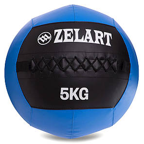 М'яч набивний для кросфіту волбол WALL BALL Zelart FI-5168-5 5кг чорний-синій Код FI-5168-5, фото 1