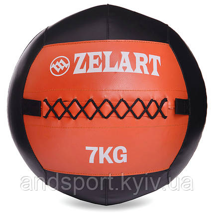 М'яч набивний для кросфіту волбол WALL BALL Zelart FI-5168-7 7кг чорний-помаранчевий Код FI-5168-7, фото 1