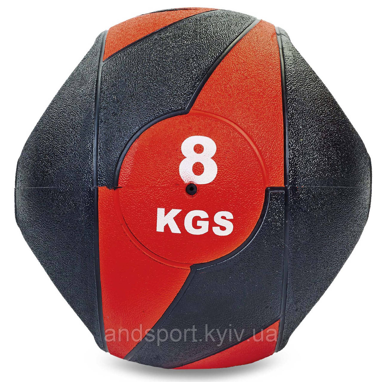 М'яч медичний медбол з двома ручками Record Medicine Ball FI-5111-8 8кг чорний-червоний Код FI-5111-8