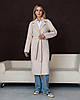 Пісочне кашемірове однобортне тепле якісне довге зимове пальто, фото 3