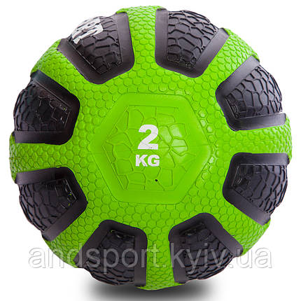 М'яч медичний медбол Zelart Medicine Ball FI-0898-2 2кг чорний-зелений Код FI-0898-2, фото 1