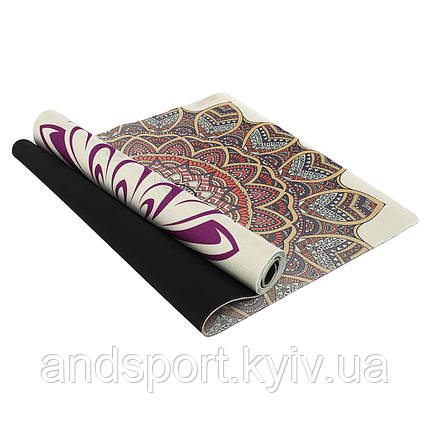 Килимок для йоги Джутовий (Yoga mat) Record FI-7156-3 розмір 183x61x0,3см принт Спокій Лотоса Код FI-7156-3, фото 1