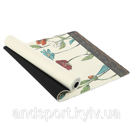 Килимок для йоги Джутовий (Yoga mat) Record FI-7157-2 розмір 183x61x0,3см з квітковим принтом Код FI-7157-2, фото 1