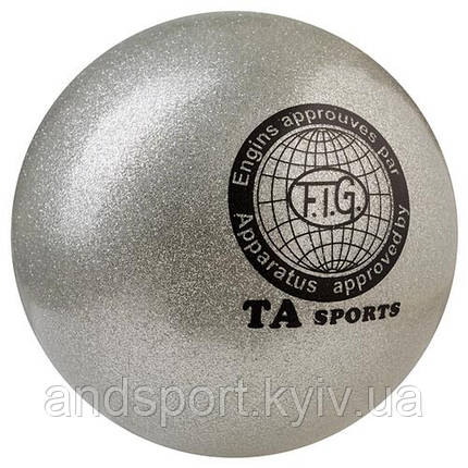 М'яч гімнастичний TA SPORT, 280 г, 16 см, гліттер, срібло, фото 1