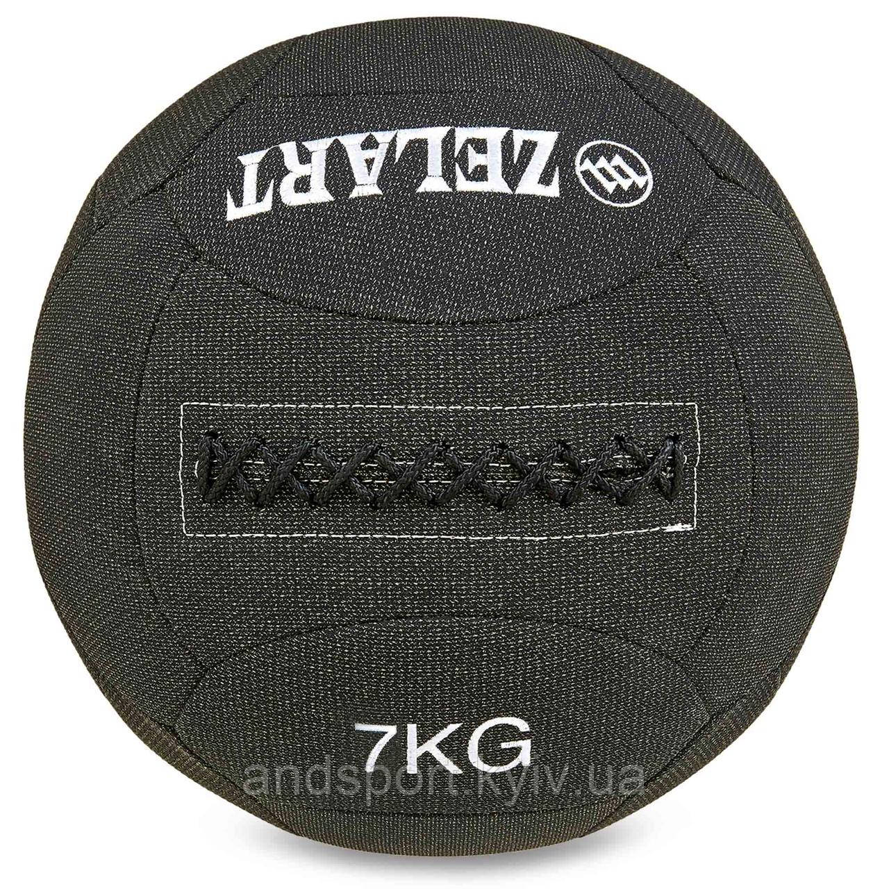М'яч набивний для кросфіту волбол WALL BALL Zelart FI-7224-7 7кг чорний Код FI-7224-7