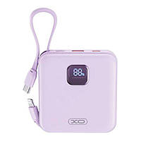 Зовнішній акумулятор Power Bank XO PR235 22.5 W with built-in cables 10000 mAh, фіолетовий