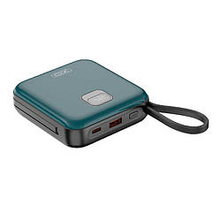 Зовнішній акумулятор Power Bank XO PR235 22.5 W with built-in cables 10000 mAh, сіро-блакитний