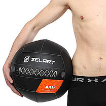 М'яч волбол для кросфіту та фітнесу Zelart WALL BALL TA-7822-4 вага-4кг чорний Код TA-7822-4, фото 6
