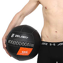 М'яч волбол для кросфіту та фітнесу Zelart WALL BALL TA-7822-6 вага-6кг чорний Код TA-7822-6, фото 6