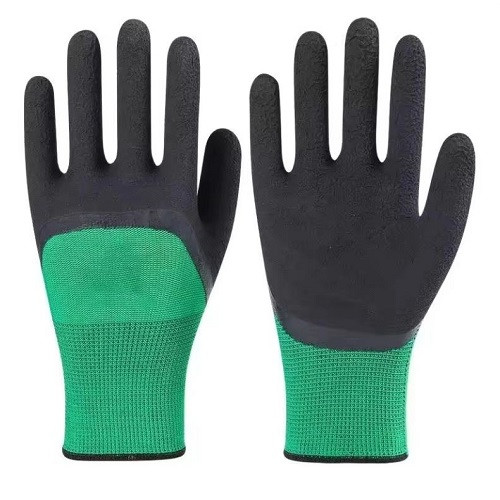 Рукавички синтетичні зелені зі спіненим латексним покриттям F2030 1/12/240, фото 1