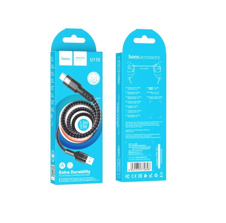 Кабель USB Hoco U110 Type-C 1.2m (Чорний), фото 1