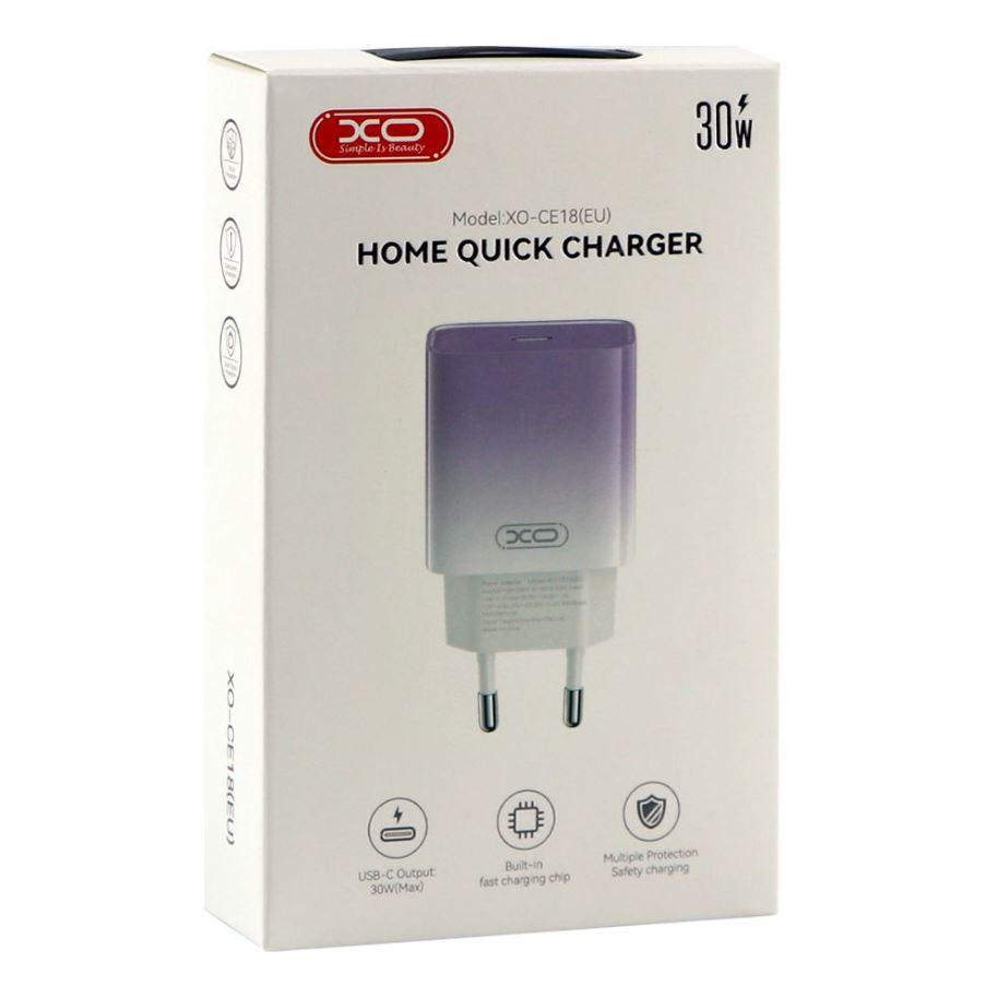 Мережевий Зарядний XO CE18 1Type-C PD/QC 30 W (Фіолетовий), фото 1