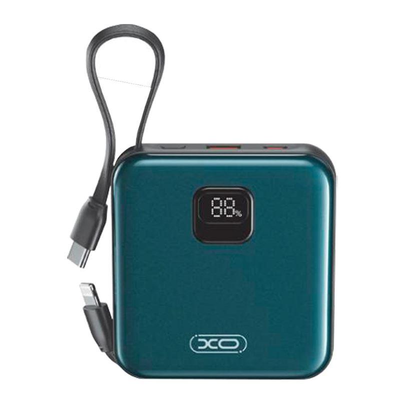 Зовнішній акумулятор Power Bank XO PR235 22.5 W with built-in cables 10000 mAh, сіро-блакитний