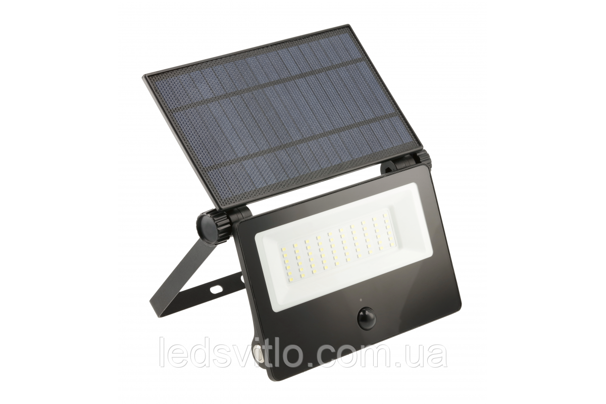 Прожектор світлодіодний GTV LUMOS II LED 30W 3000Lm 6400K IP65 автономний на сонячній панелі, з датчиком руху