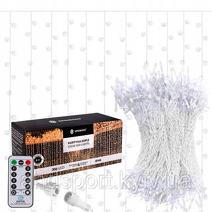 Гірлянда бахрома вулична (зовнішня) Springos 3 x 3 м 306 LED Pilot CL4000 Cold White, фото 1