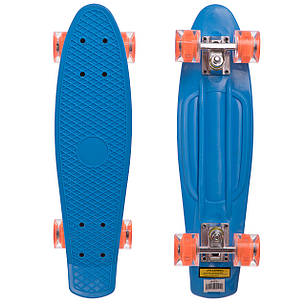 Пенні борд Penny Board круїзер пластиковий з колесами які світяться SP-Sport SK-5672-2 синій-помаранчевий Код, фото 1