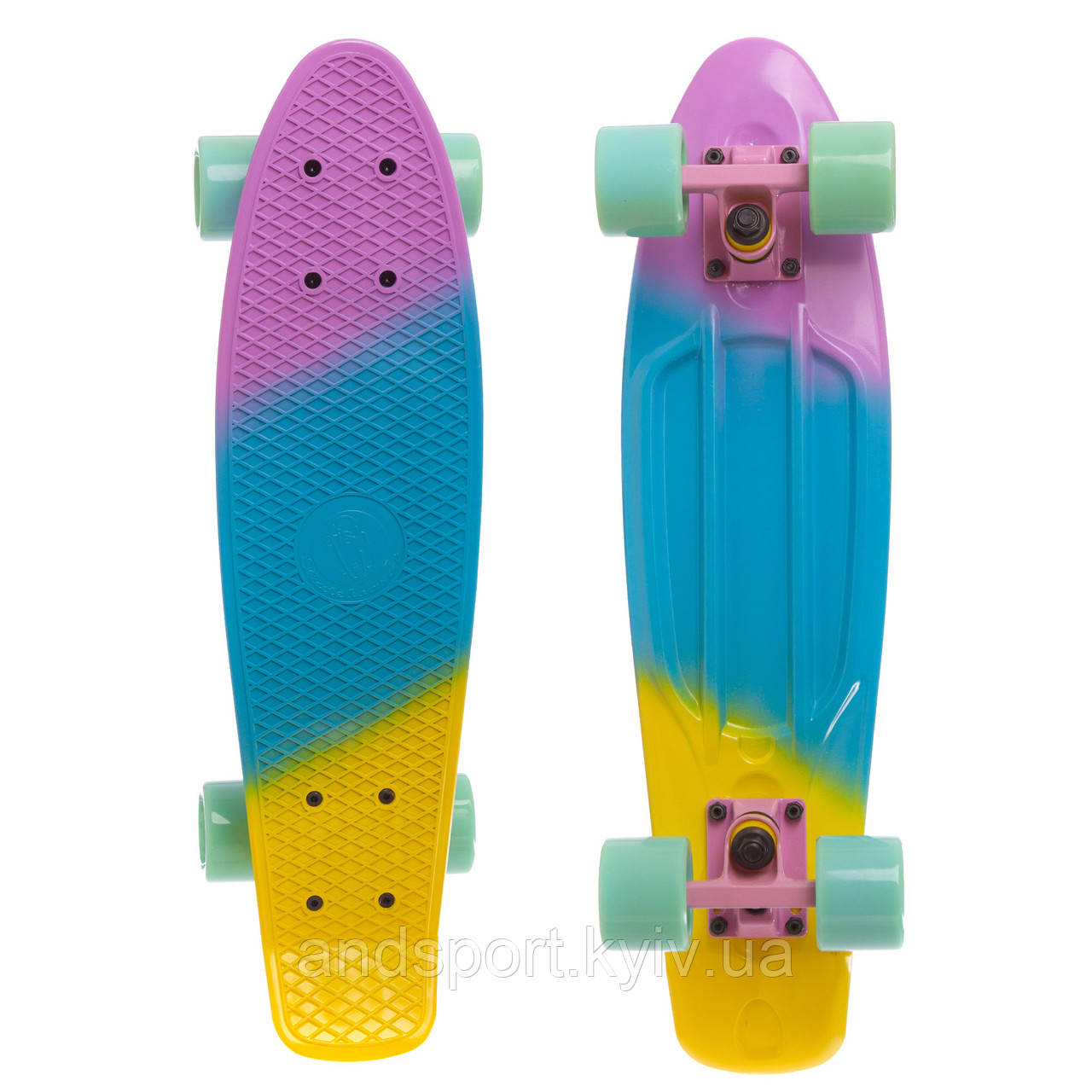 Пенні борд Penny Board круїзер пластиковий 22' FISH COLOR SK-402-7 фіолетовий-блакитний-жовтий Код SK-402-7