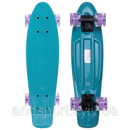 Пенні борд Penny Board круїзер пластиковий з колесами які світяться FISH SK-405-11 м’ятний-чорний-фіолетовий, фото 1
