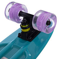 Пенні борд Penny Board круїзер пластиковий з колесами які світяться FISH SK-405-11 м’ятний-чорний-фіолетовий, фото 3