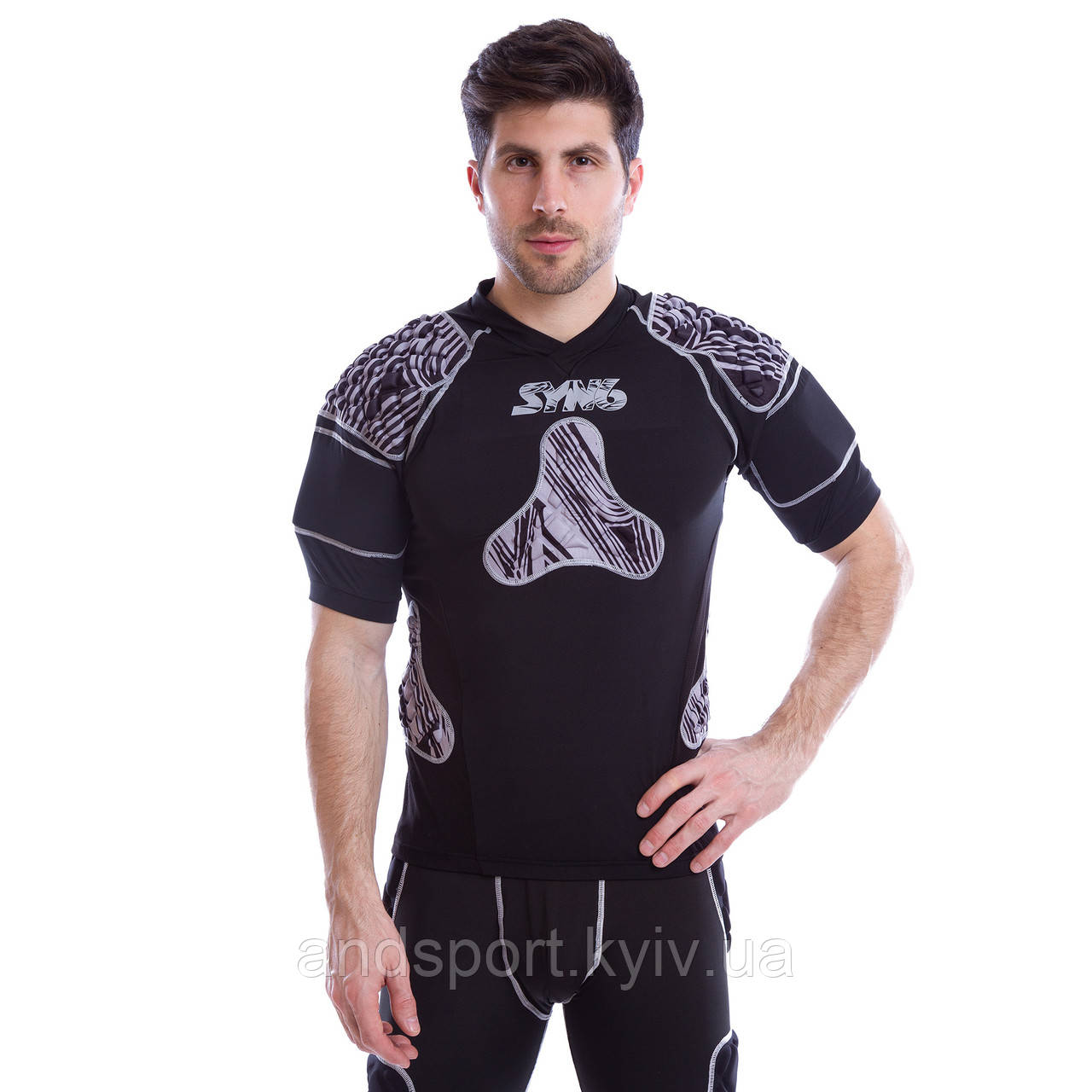Футболка захисна для гри в регбі регбійка SYN6 SS375-F L-XL чорний-сірий Код SS375-F