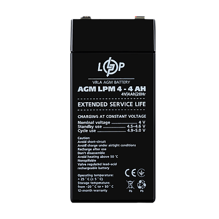 Акумулятор AGM LPM 4V - 4 Ah, фото 1