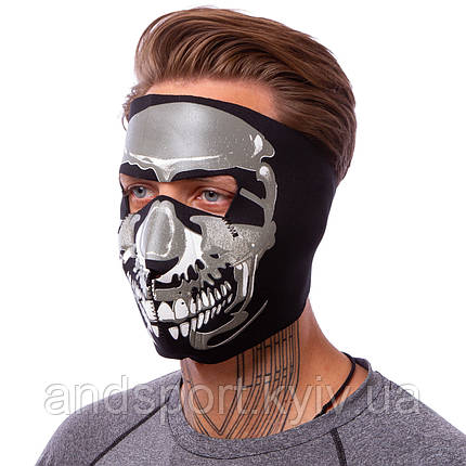Маска лицьова вітрозахисна SP-Sport MS-4344-1 Chrome Skull чорний Код MS-4344-1, фото 1