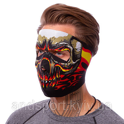 Маска лицьова вітрозахисна креативна термонавушники SP-Sport MS-4344-3 Red Evil Skull чорний Код MS-4344-3, фото 1