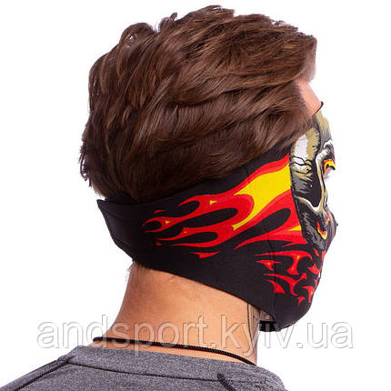 Маска лицьова вітрозахисна креативна термонавушники SP-Sport MS-4344-3 Red Evil Skull чорний Код MS-4344-3, фото 3