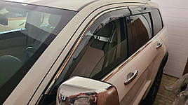 Дефлектори вікон (вітровики) Jeep Grand Cherokee 2011-2021 з Хром полоскою накладні (DEFL)