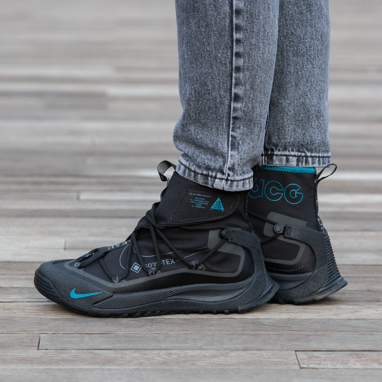 Зимові Чоловічі Кросівки Nike ACG Terra Antarktik GORE-TEX / Найк АСГ Терра Антарктик Гор Текс Чорні з Синім