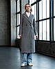 Зимовесіре двобортне довге жіноче трендове пальто з поясом, фото 5