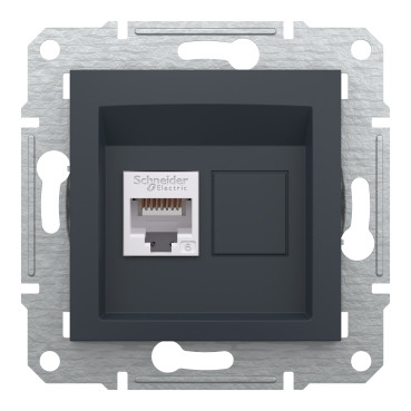 Розетка комп'ютерна RJ45 UTP категорія 6 Schneider Electric Asfora антрацит