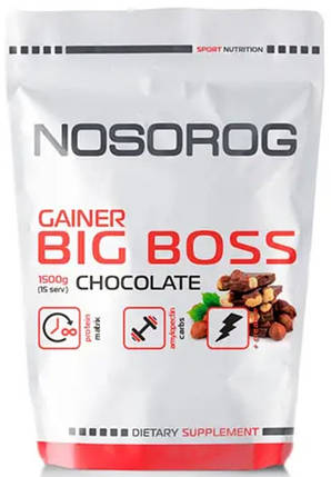 Високовуглеводний гейнер Nosorog Gainer BIG BOSS 1,5 кг Шоколад, фото 1
