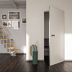 Двері міжкімнатні прихованого монтажу Wakewood Optimum з AL сірим торцем (зовнішнього відкриття)