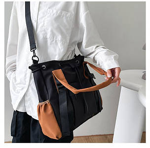 Сумка Eva Marrone, жіноча сумочка Єва Марроне, міська сумка-шопер Мароне чорного кольору Код 00-0404